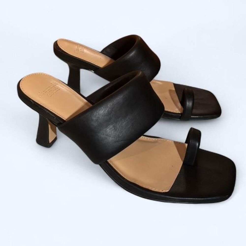 Abercrombie & Fitch Women's Faux Leather Slip-On Black Mules - Size 6